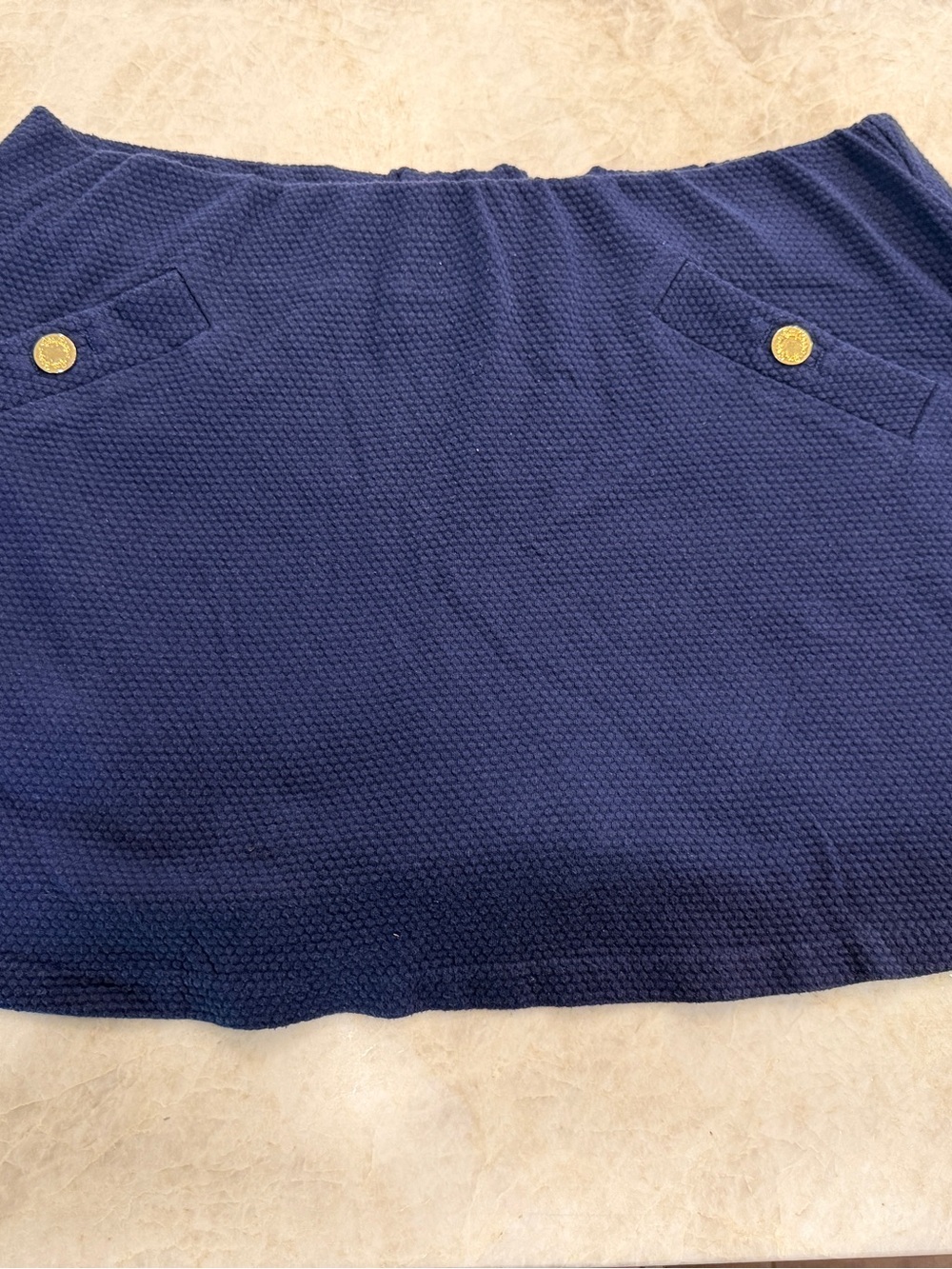 Lilly Pulitzer Navy Textured Mini Skort with Gold Button Detail Large